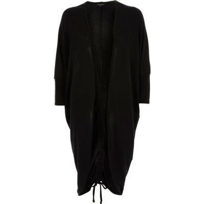 Black oversized ruched back cardigan